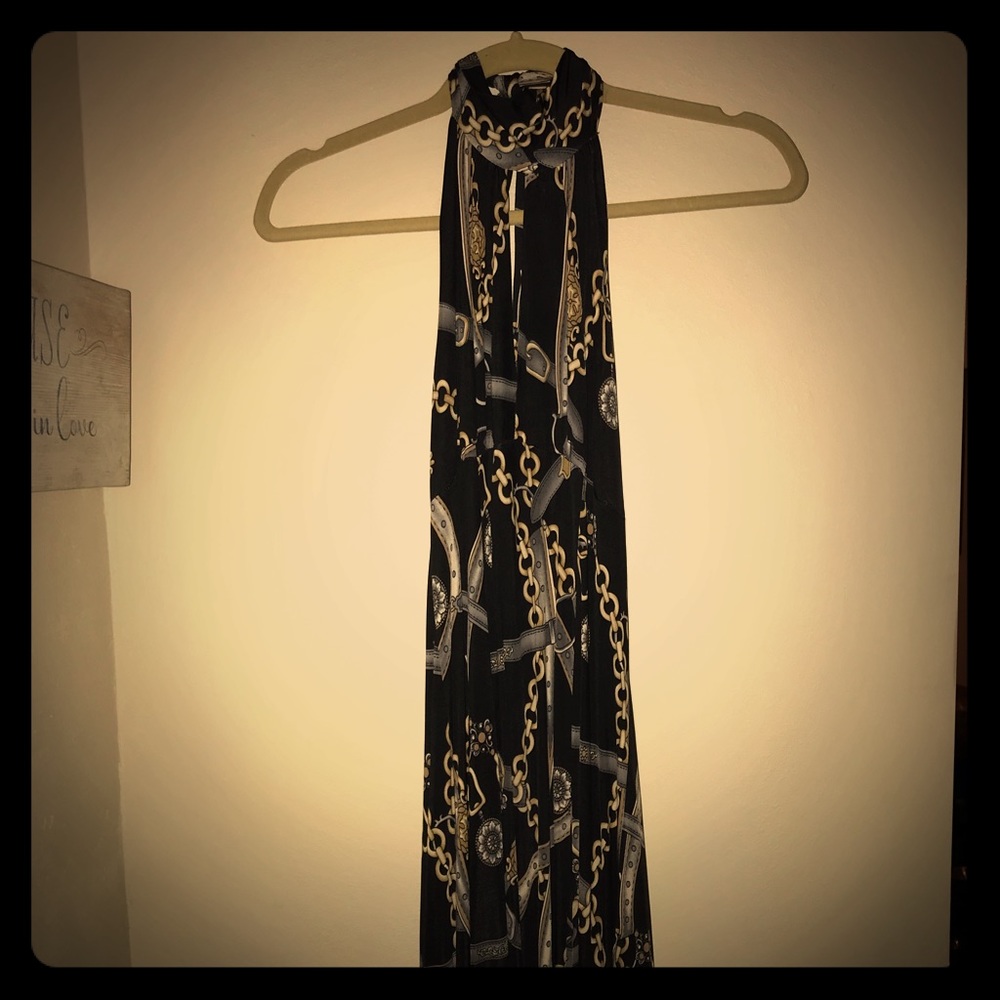 Calf length halter dress black size M